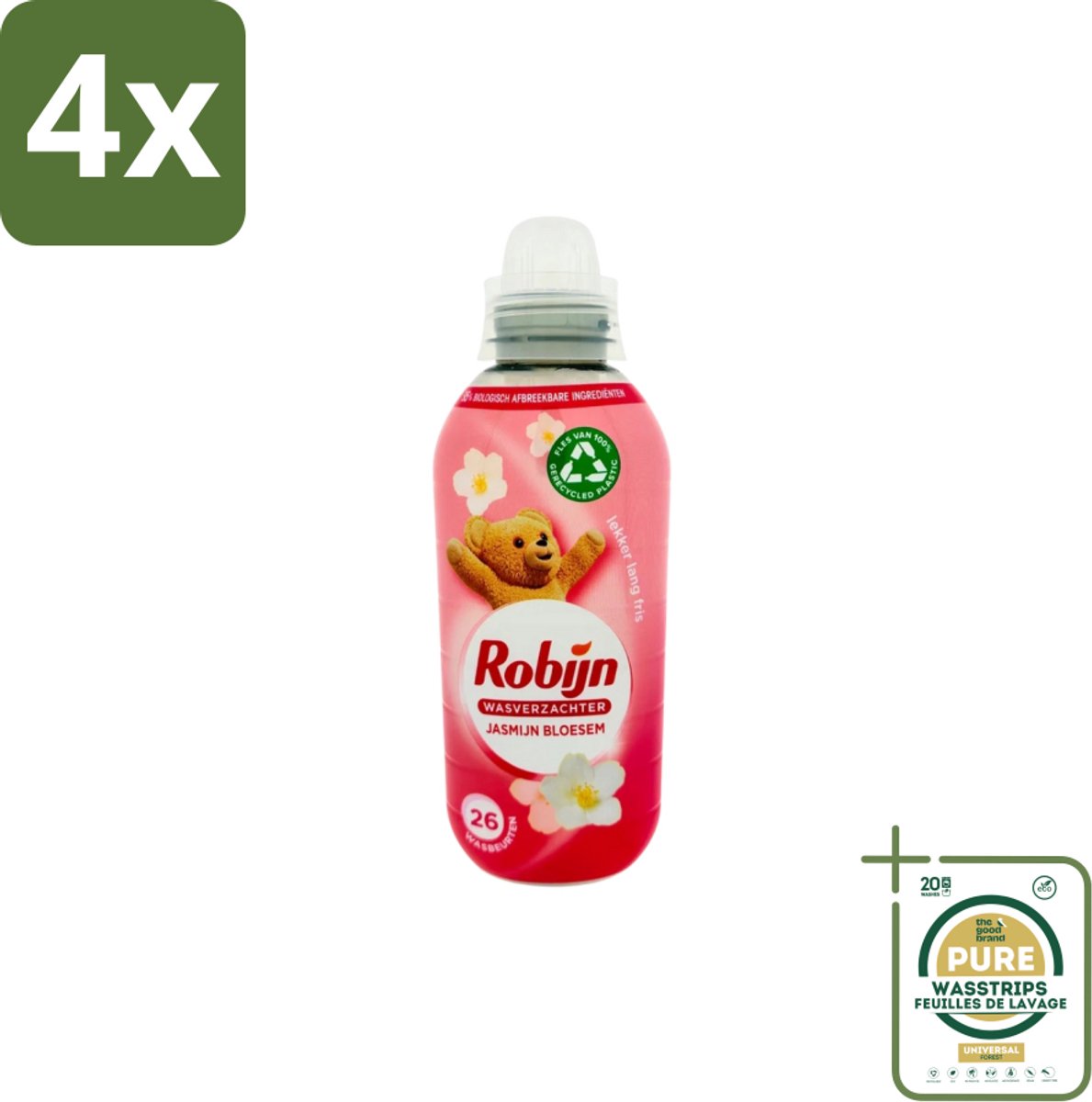 Robijn – Wasverzachter – Jasmijn Bloesem – 650 ml - Voordeelverpakking - 4 stuks - Jasmijn geur wasverzachter - Wasverzachter voor frisheid