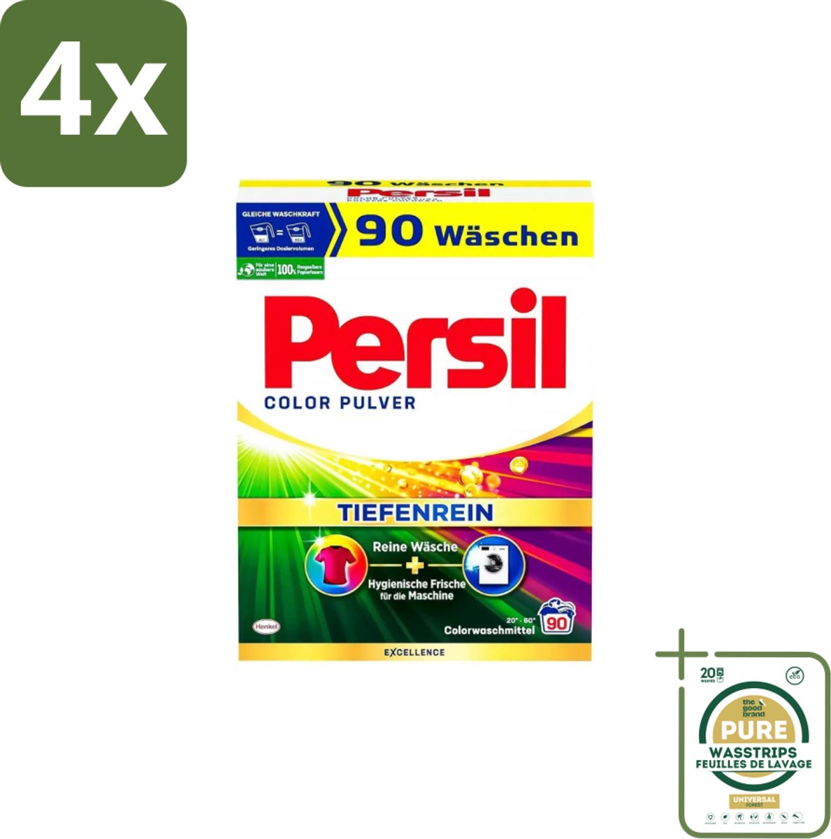 Persil – Waspoeder – Universal Witte Was - 90 Wasbeurten - Voordeelverpakking - 4 stuks - Wasmachine - Reiniging