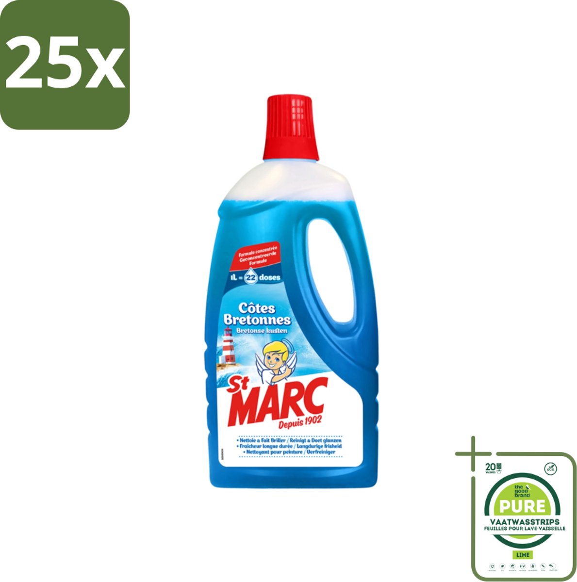 25 x St. Marc - Allesreiniger - 22 Dossissen - 1L - Grootverpakking - Allesreiniger - Schoonmaakmiddel - Ontvetter - Biologisch Afbreekbaar - Milieuvriendelijk