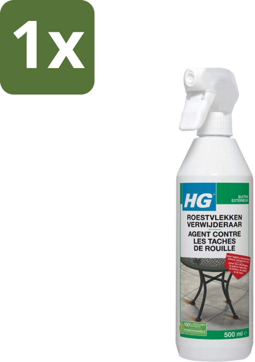 1 x HG Roestvlekken Verwijderaar 500 ml - Roestvlekken Verwijderen - Roestvlekken Verwijderen Beton - Roestvlekken Verwijderen Metaal - Roestvlekken Verwijderen Hout - Roestvlekken Verwijderen Natuursteen
