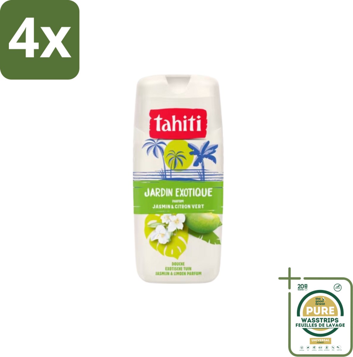 Tahiti – Douchegel – Exotische Tuin Jasmijn & Limoen - 315 ml - Voordeelverpakking - 4 stuks - Limoen - Exotisch