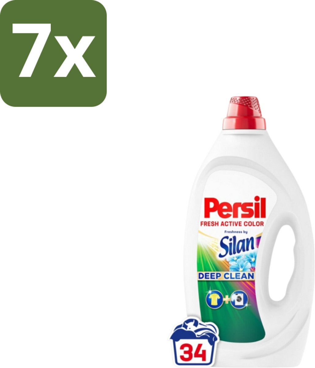Persil – Vloeibaar Wasmiddel – Color Freshness by Silan – 34 Wasbeurten - Bulkverpakking - 7 stuks