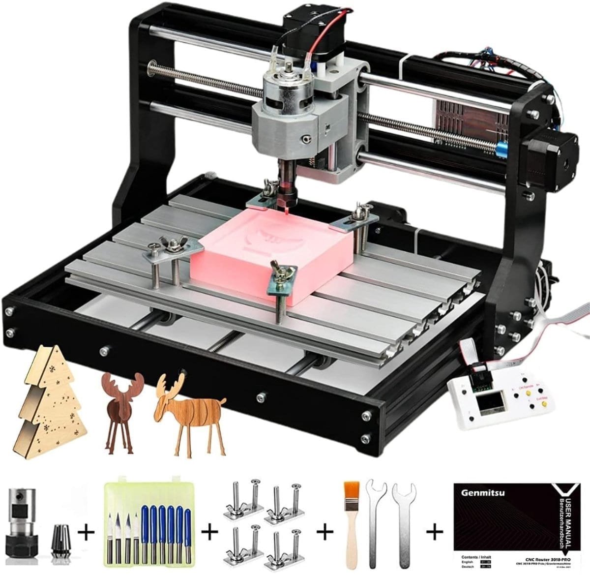 Klarven® Laser Graveermachine Zwart - 3-assig GRBL-gestuurd - Graveren op Hout, Acryl, PVC en Aluminium - Bouwpakket, Werkbereik 40 x 40 cm