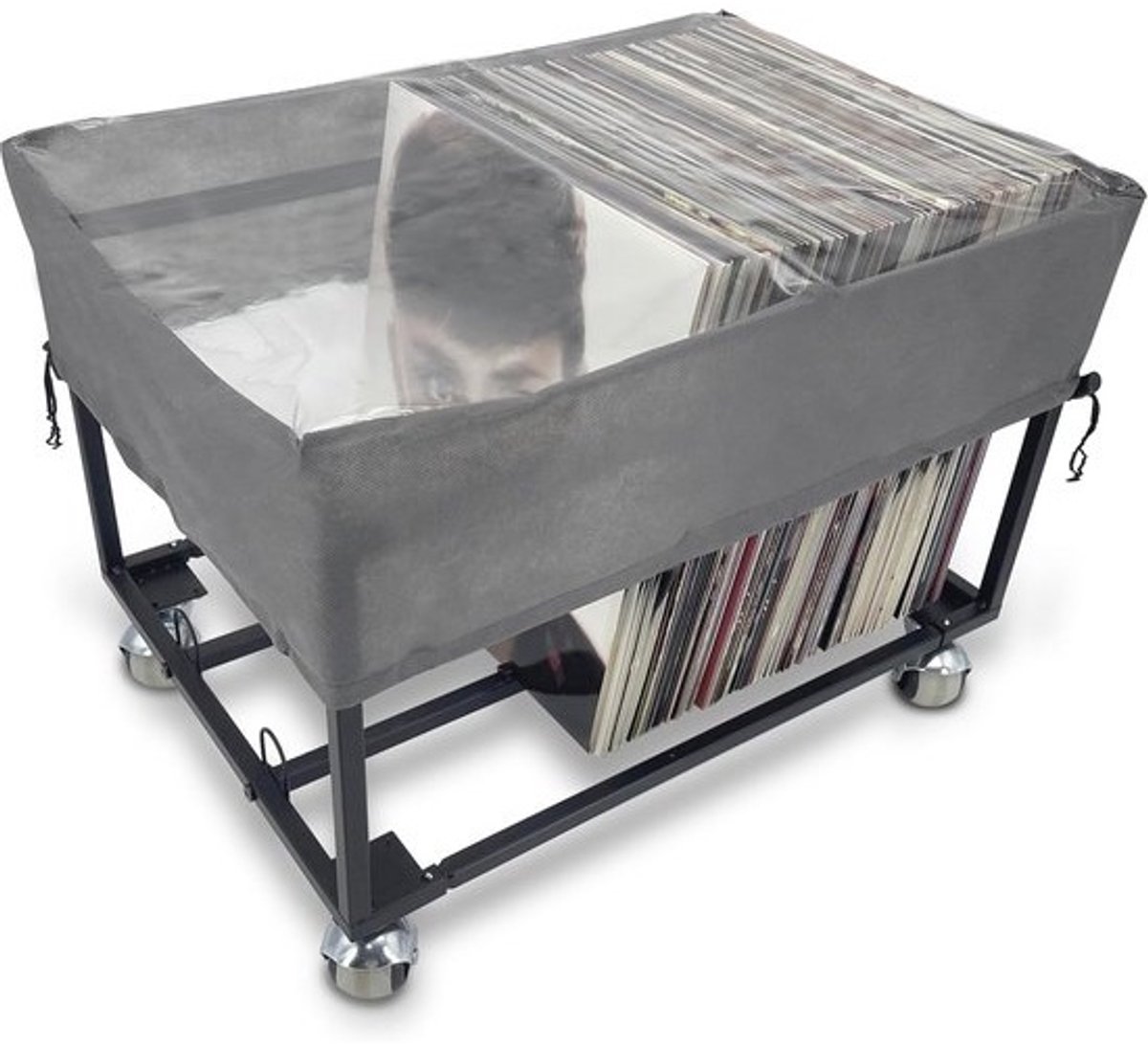 Vinyl Record Storage Organizer met Wielen - Kapaciteit tot 100 LP - Stevige Metalen Structuur - Zwart