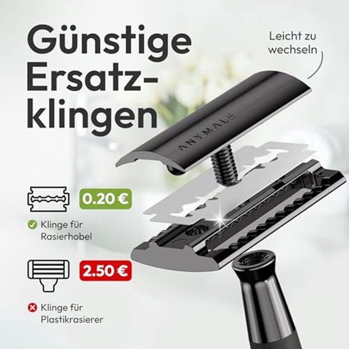 Houten Scheermes (Midnight) - Duurzaam en Herbruikbaar