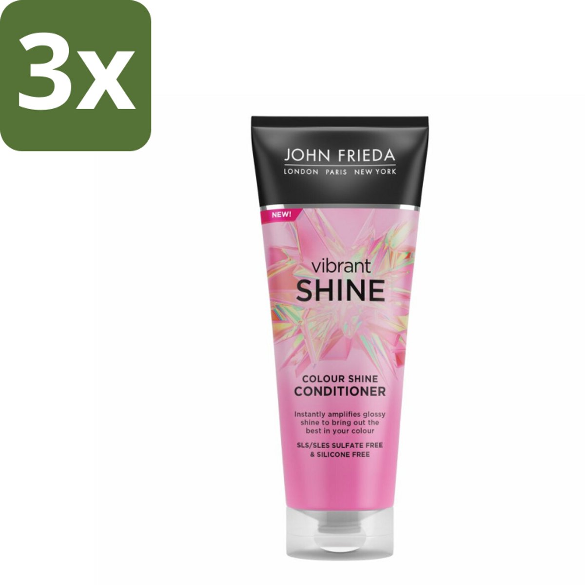 John Frieda – Conditioner – Vibrant Shine Colour – Glansversterkend – 250 ml - Bulkverpakking - 3 stuks