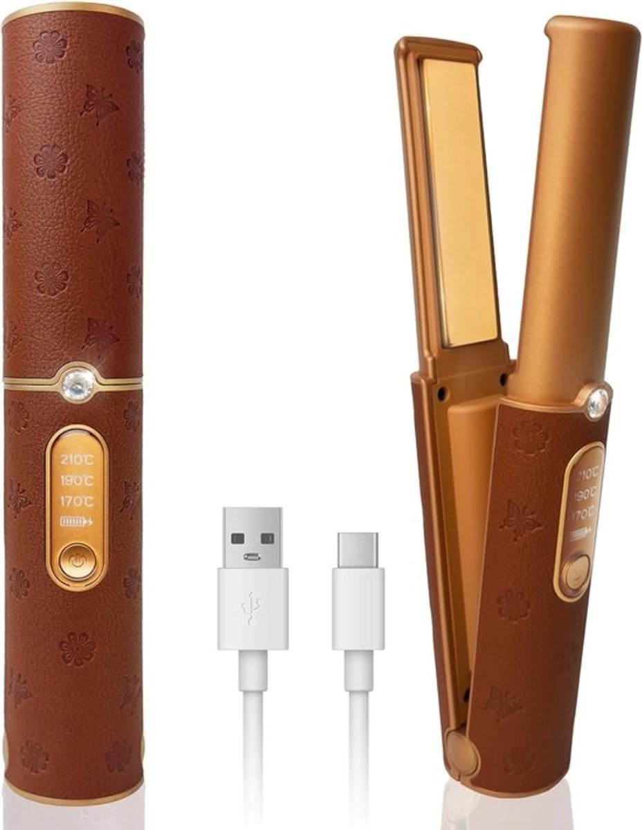 Draadloze Stijltang - Reis Stijltang - Snel Haar Stylen - 2-in-1 Krul & Stijl - 5000mAh Batterij - Zwart