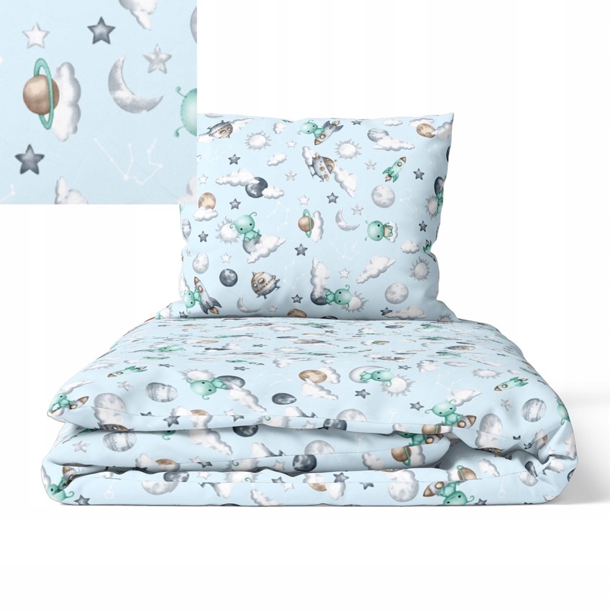 Kinderbedlinnen 140x200cm - blauw UFO - 100% katoen