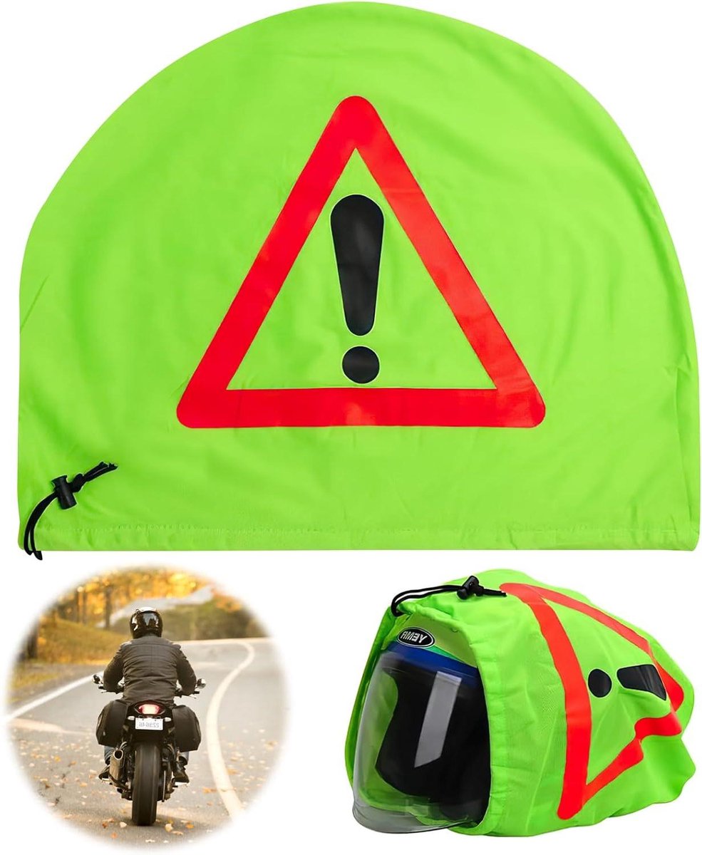 Gevarendriehoek Helmhoes - Motorhelm Tas - Noodsituatie Voorbereiding - Fluorescerend Groen Design - 46 x 43 cm - Groen