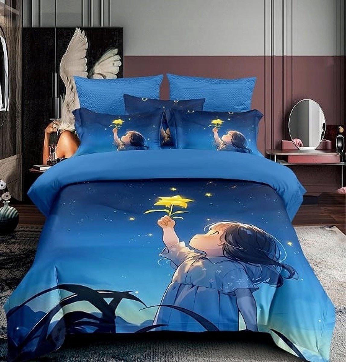 3D Katoenen Dekbedovertrek Set 160x200 cm - 3 Delig