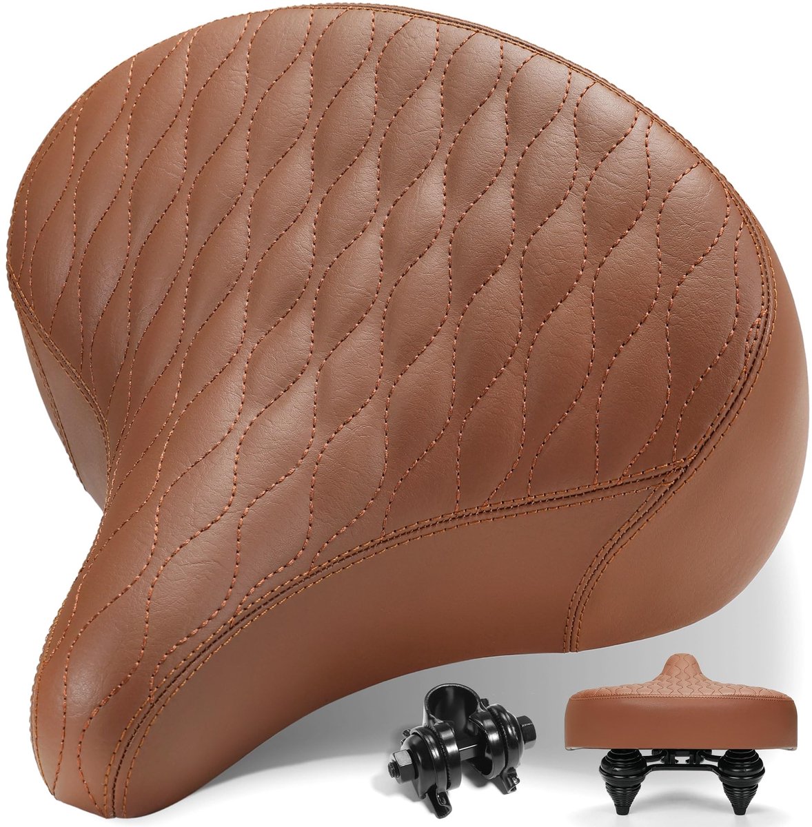 SnelShoppen - Extra Brede Fietszadel voor Mannen en Vrouwen, Ergonomisch en Comfortabel Vintage Fietszadel, Universele Vervangingszitting voor Mountai