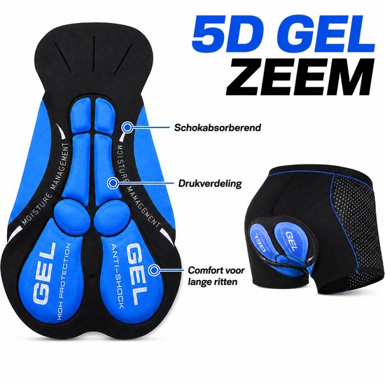 Geweo Mountainbike Onderbroek-Fietsbroek-MTB Broek-Fiets Sportonderbroek Voor Heren/Dames -Mesh-5D Gel Pad Shockproof-Shockproof Sportonderbroek - Ademend & Comfortabel-Zwart Blauw-Maat XL — afbeelding 2