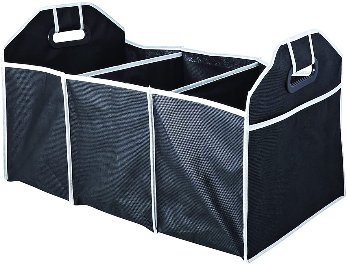 PARENCE - Set met 2 opvouwbare kofferbak-organizers/opbergtas voor auto met 3 vakken en handgrepen – draagbare - ShopVlot