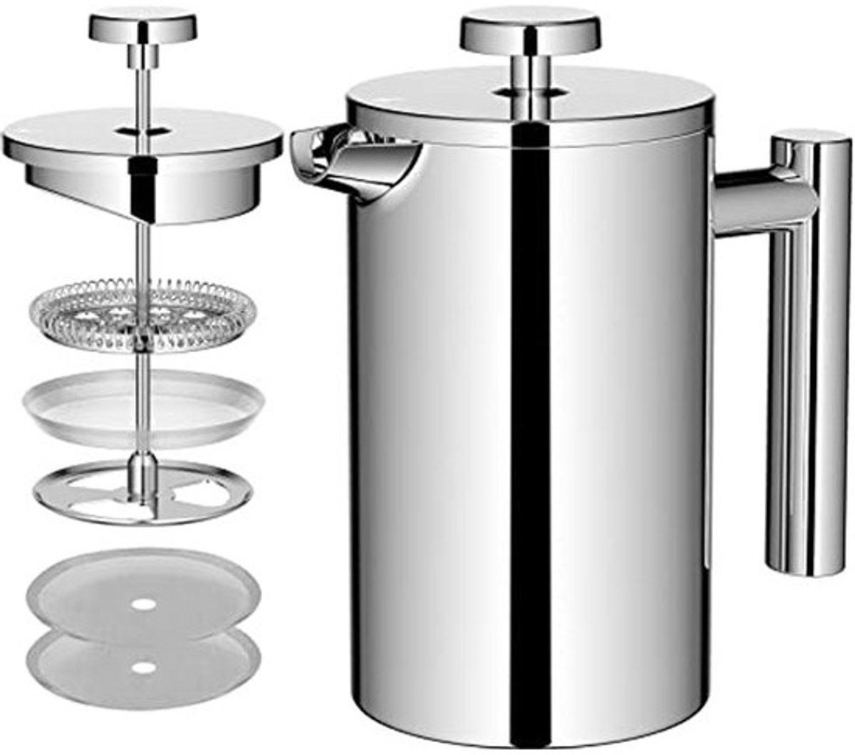 Koffiemaker French Press 0,65 liter - Dubbelwandige Roestvrijstalen Koffiebereider voor 3 Kopjes - Thermo Koffiepers