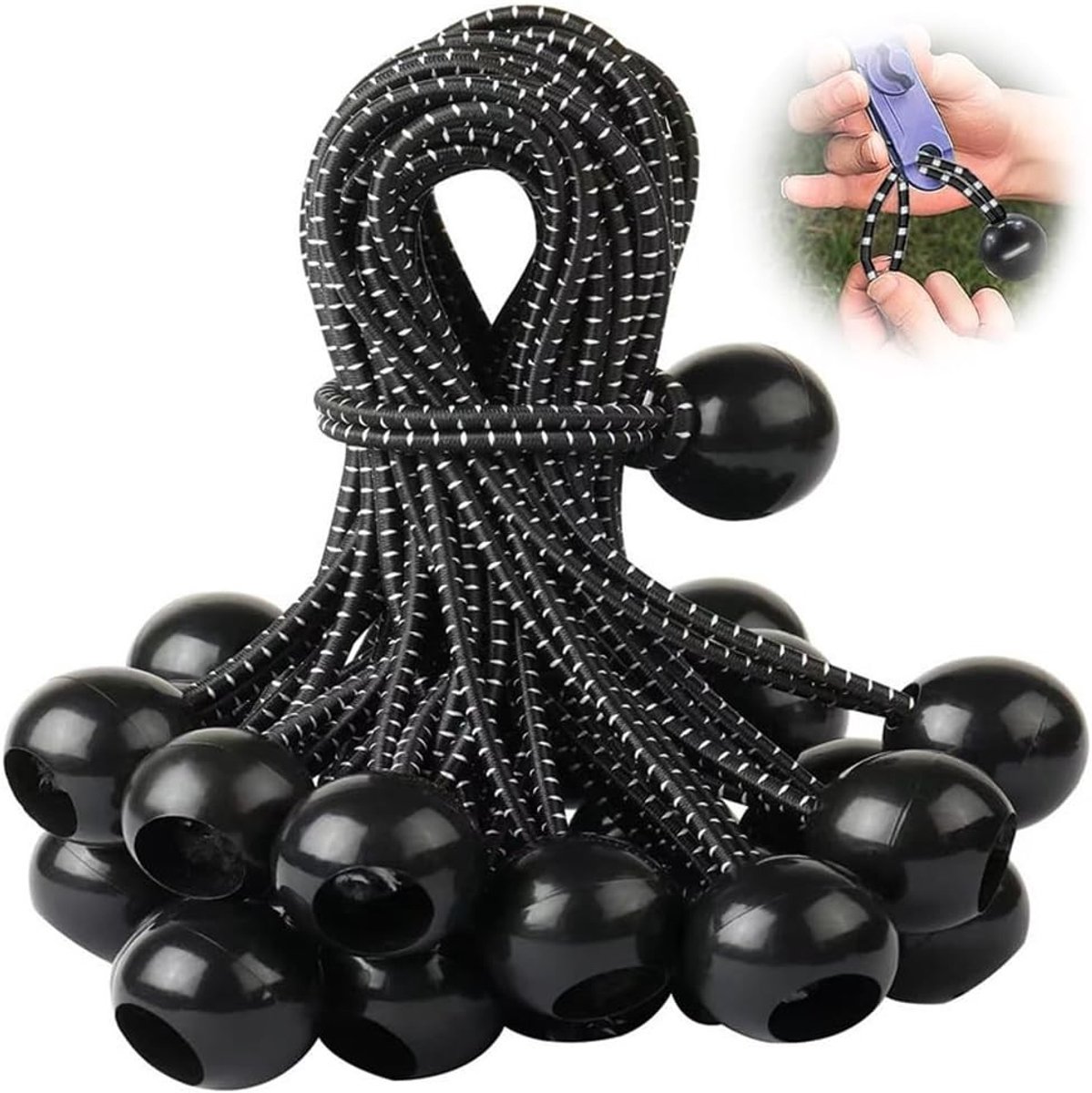 Tension Rubber Bands met Bal, 30 Stuks voor Zeilen, Tent en Banner Bevestiging, 15 cm Lange Rubber Tensioners
