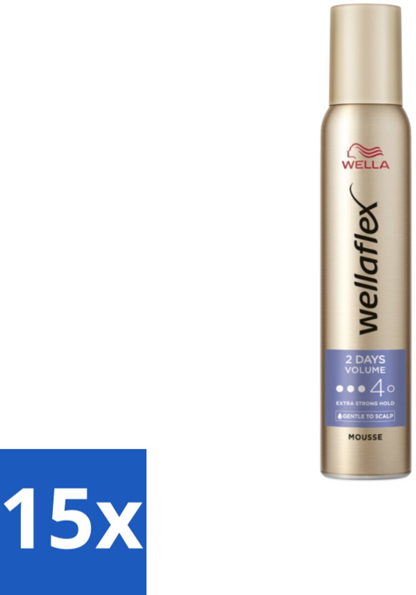 15 x Wella – Flex 2 Days Volume – Haarmousse – 200 ml - 2 Days Volume - Haarmousse - Volume Haar - Extra Strong Hold - Flexibel Haar