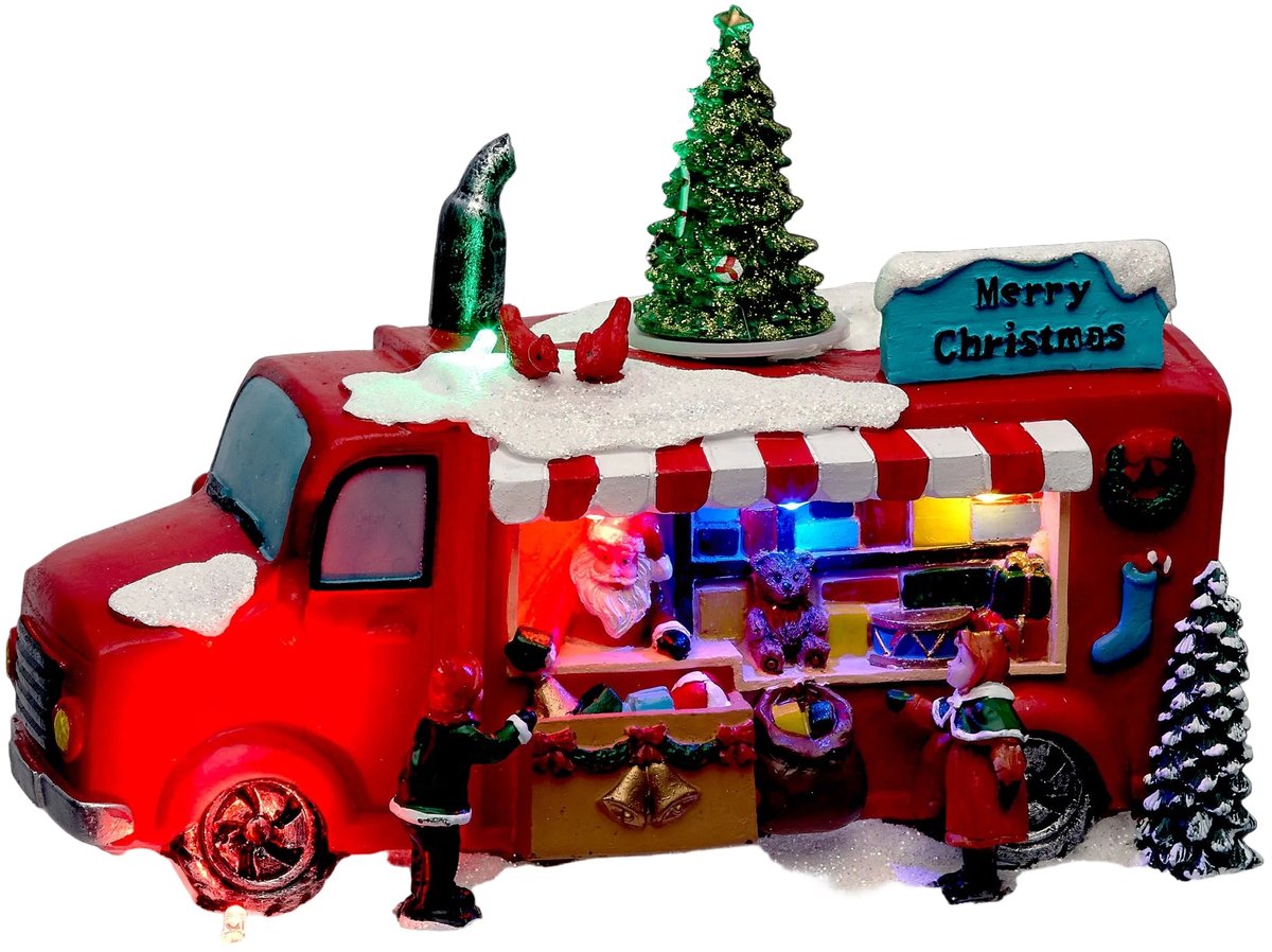 Fééric Lights and Christmas Kerstdorp - Kerstman Truck - Werkt op batterijen