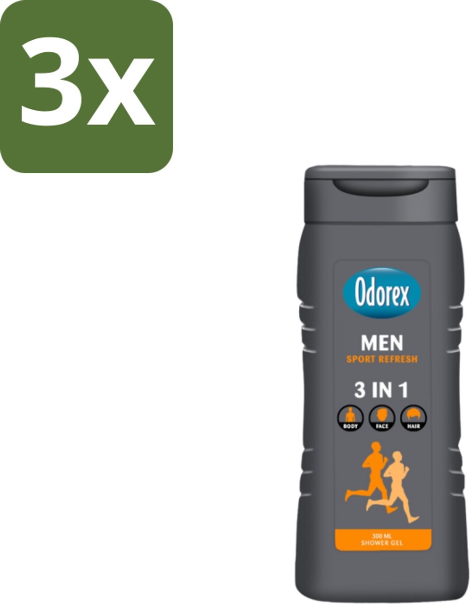 3 x Odorex – Douchegel – For Men Sport Refresh – 300 ml - Koffie - Koffiezetapparaat - Koffiezetapparaat
