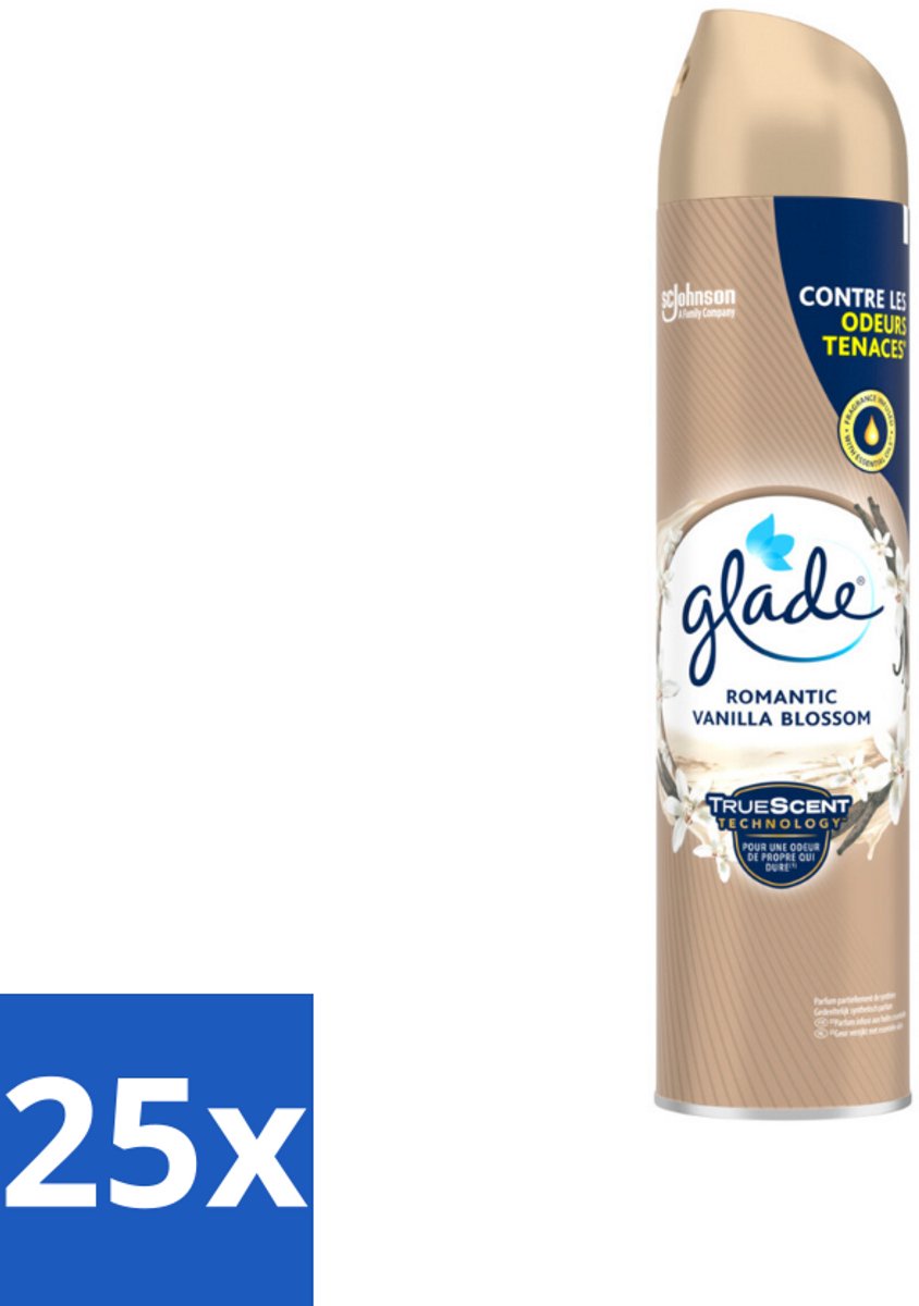 25 x Glade – Luchtverfrisser Spray – Romantic Vanilla Blossom – 300 ml - Luchtverfrisser Spray - Geur Tegen Geurtjes - Vanille Geur - Orchidee En Sandelhout - Romantische Geur
