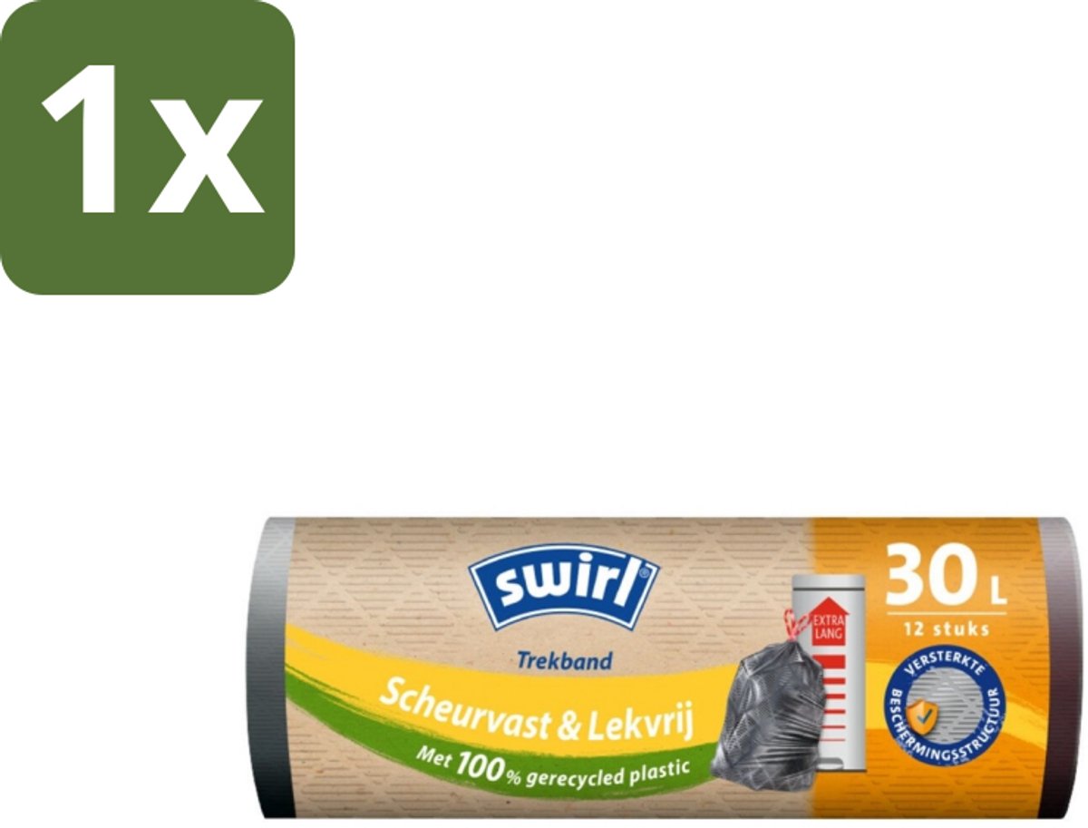 1 x Swirl – Afvalzakken – 30 L – Trekband – 12 zakken - Koffiezetapparaat