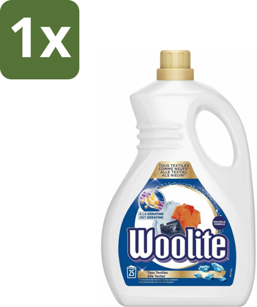 1 x Woolite - Wasmiddel - Vloeibaar Wasmiddel - Alle textiel - 25wb/1,5L - Keratine Wasmiddel - Textiel Verzorging - Pluisjes Verminderen - Vezel Beschermen - Wasmiddel Voor Alle Textiel