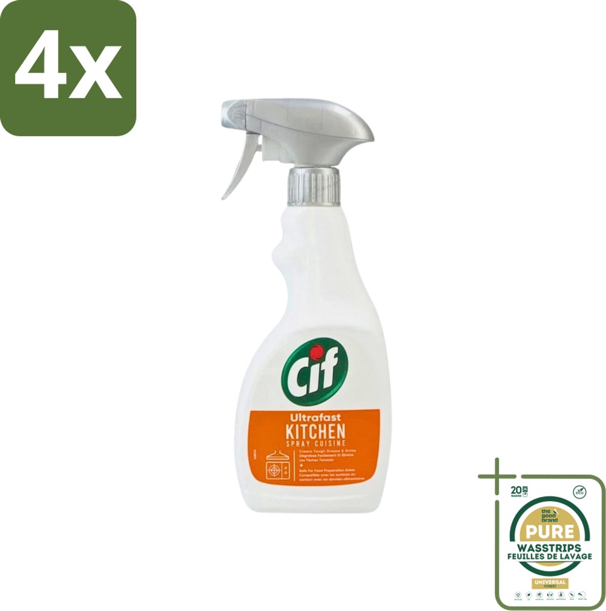 Cif - Keuken Spray - Super Snel - Verwijdert Hardnekkig Vuil - 500ml - Voordeelverpakking - 4 stuks - Keuken vuil verwijderen - Snel schoonmaken