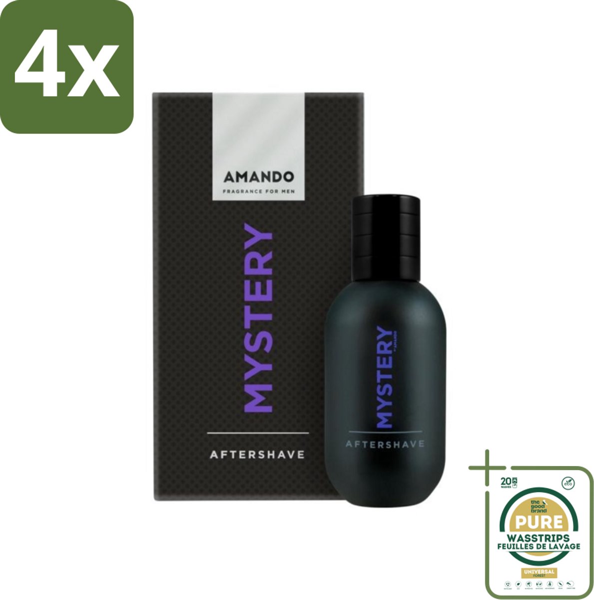 Amando Mystery Aftershave 50 ml - Voordeelverpakking - 4 stuks - Scheren - Huid verzorging