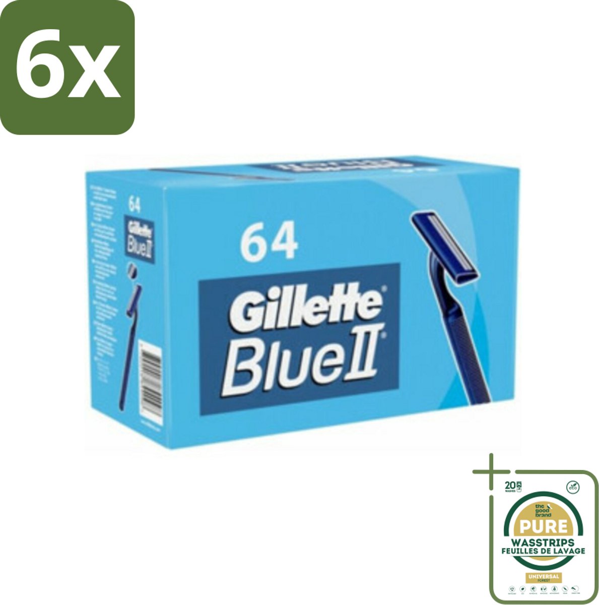 Gillette - Blue 2 - Wegwerpscheermesjes - Duurzaam en comfortabel - 64 Scheermesjes - Voordeelverpakking - 6 stuks - Gillette blue ii - Scheerbeurt