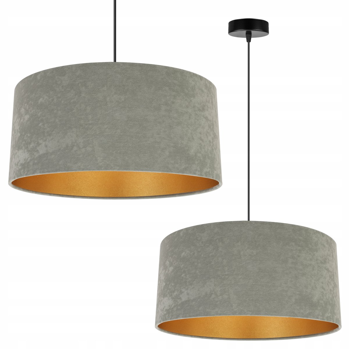 Luxe Hanglamp Mediolan Zwart/Olijfgroen met Gouden Accent - E27