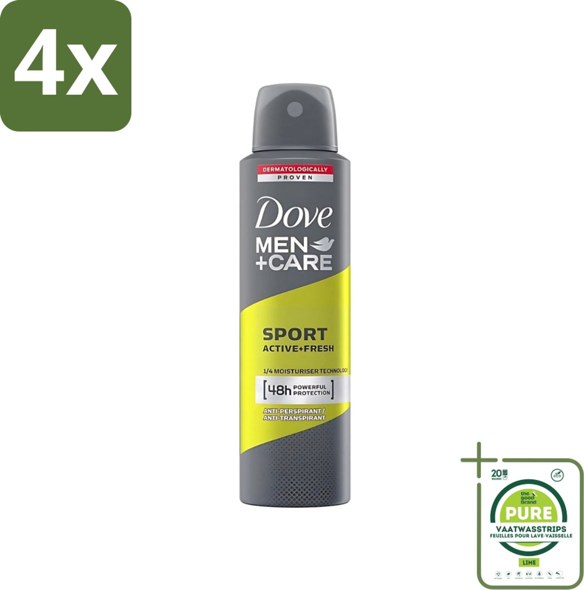 Dove - Deodorant - Men Care Sport Active Fresh - Verfrissend en energiek - 150 ml - Voordeelverpakking - 4 stuks - Sport deodorant - Actieve mannen