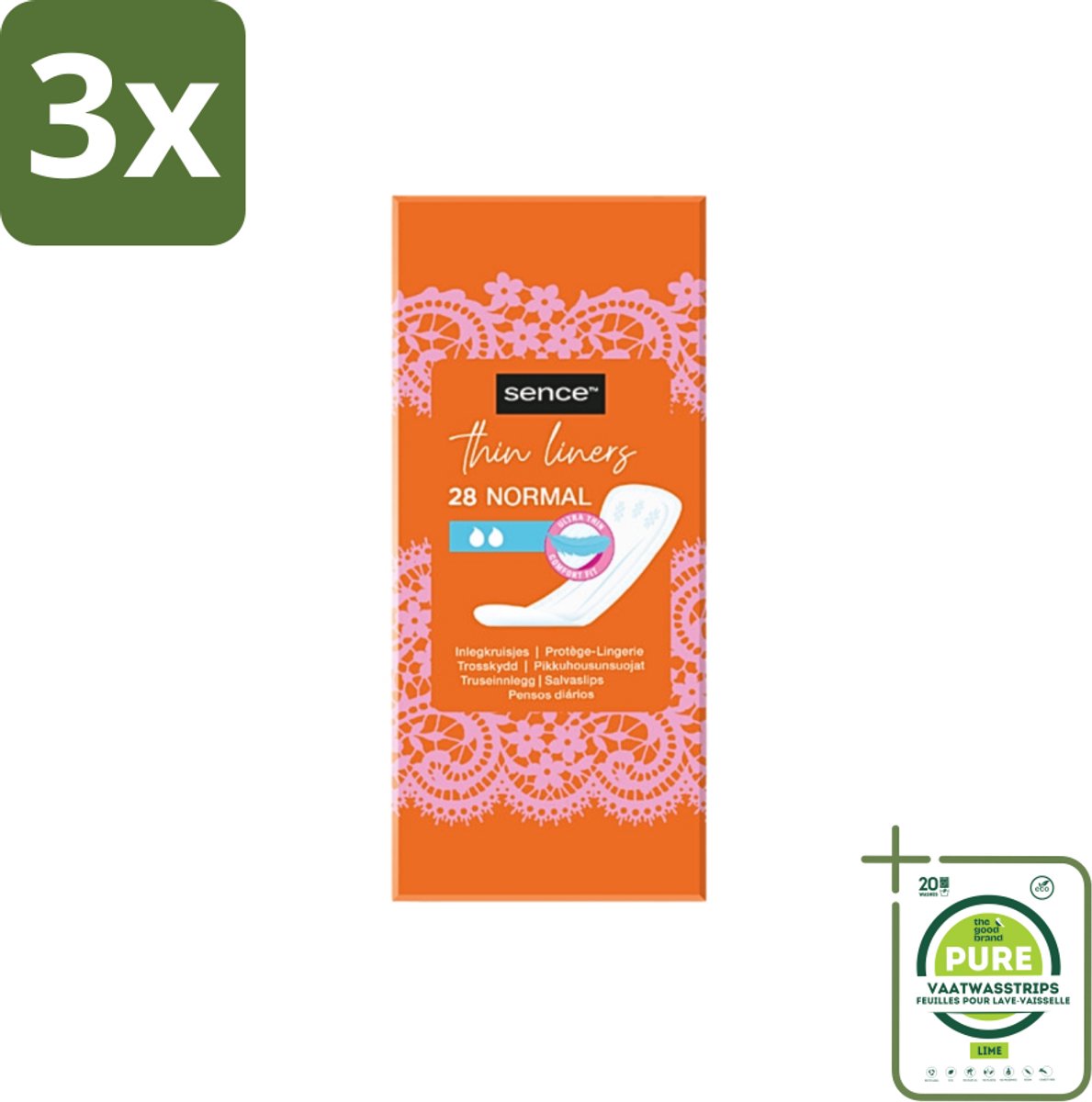 3 x Sence - Normaal - Inlegkruisjes - Dagelijks Comfort - 28 Inlegkruisjes - Grootverpakking - Inlegkruisjes - Dagelijks Comfort - Afscheiding - Menstruatie - Hygiëne