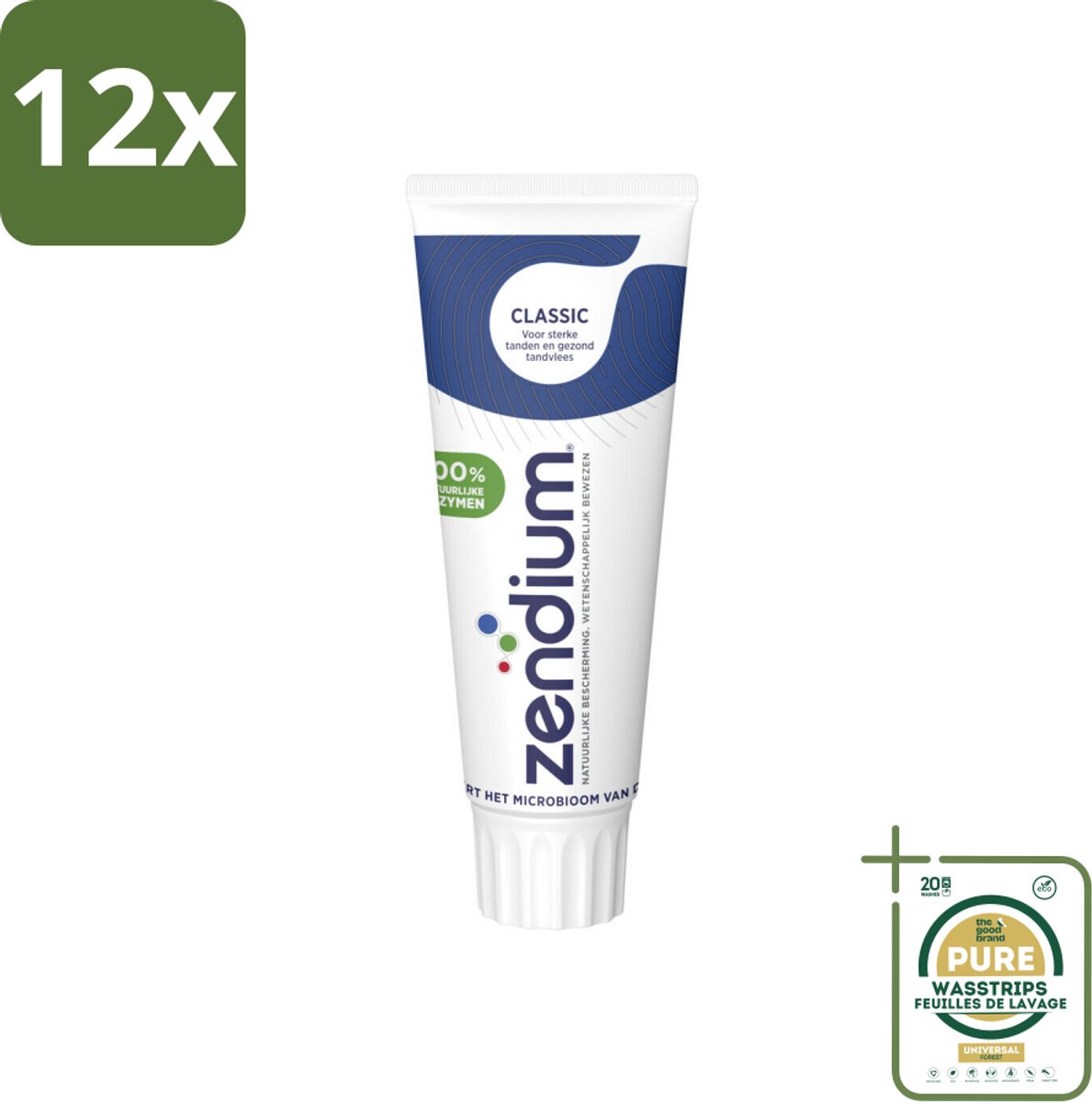 Zendium Tandpasta Classic 75 ml - Voordeelverpakking - 12 stuks - Gezond microbioom - Fluoride