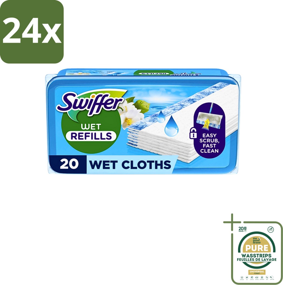 Swiffer - Wet Vloerdoekjes Citrus - Navulling - 10 Doekjes - Voordeelverpakking - 24 stuks - Schoonmaken - Vloerwisser