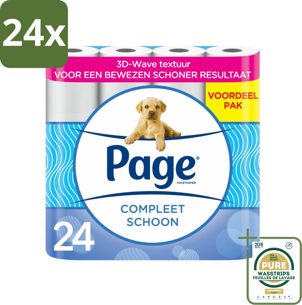 Page Toiletpapier Compleet Schoon 2-laags 24 stuks per verpakking - Voordeelverpakking - 24 stuks - 3D Wave™ - Katoen