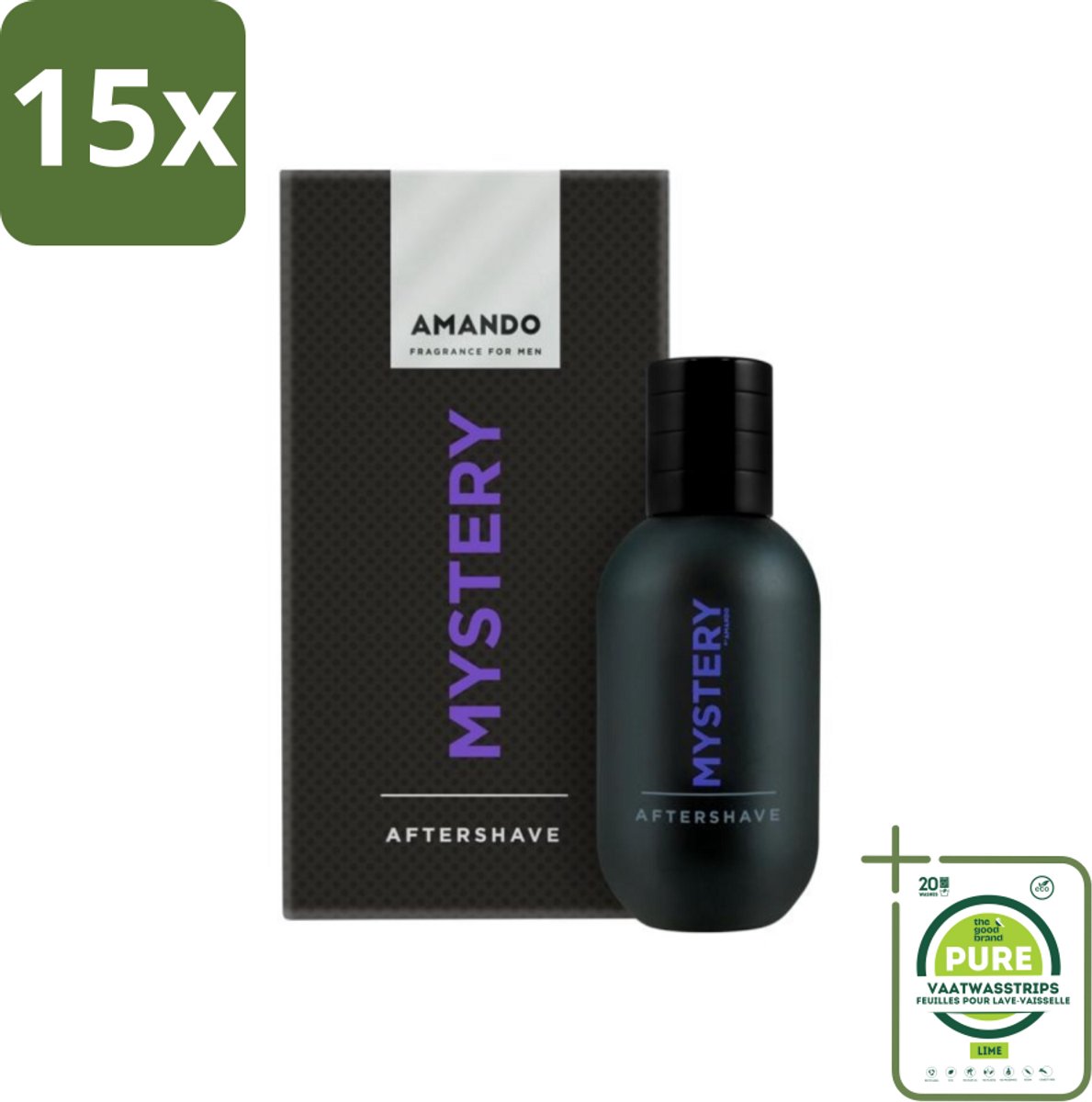 15 x Amando Mystery Aftershave 50 ml - Grootverpakking - Aftershave - Aftershave Voor Mannen - Scheren - Huid Verzorging - Geur