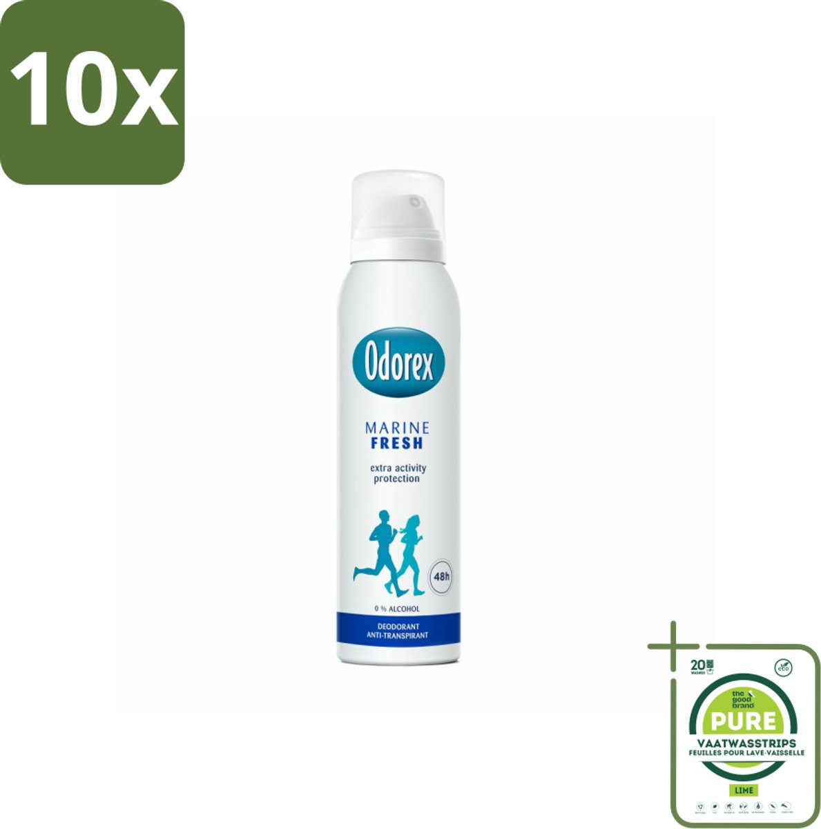 10 x Odorex Deodorant Spray Marine Fresh 150 ml - Grootverpakking - Marine Fris Deospray - Frisheid - Zweetbescherming - Maritieme Geur - Deodorant
