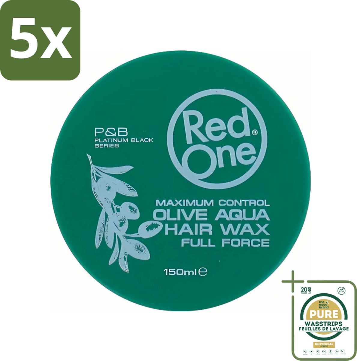 5 x Red One - Haarwax - Cobra Aqua - Maximale Controle - Voor Krachtige Hold & Glans - 150 ml - Grootverpakking - Haarwax - Styling Wax - Haartype - Haarkleur - Haartypen