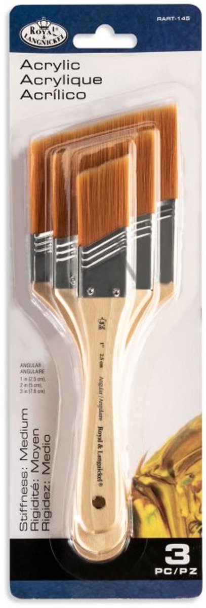 R&L Gold Taklon Angular Brush Set (Medium) - 3 Pack