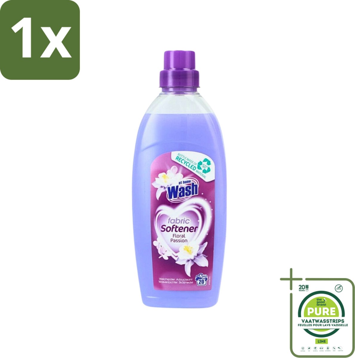 1 x At Home - Wash - Wasverzachter - Floral Passion - 20 Wasbeurten - Wasverzachter - Wasverzachter Geur - Wasverzachter Voor Kleding - Wasverzachter Voor Alle Stoffen - Wasverzachter Voor Katoen