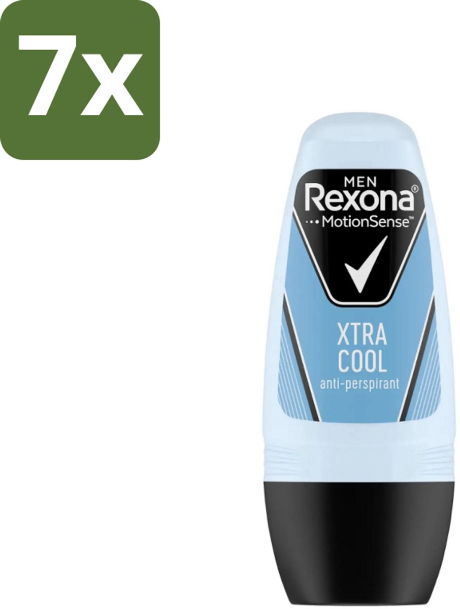 7 x Rexona Men - Fresh Xtra Cool - Deo Roll-on - Anti-Perspirant - 50 ml - Deodorant Voor Mannen - Anti-perspirant - Zweetbescherming - Frisheid - Citrusgeur