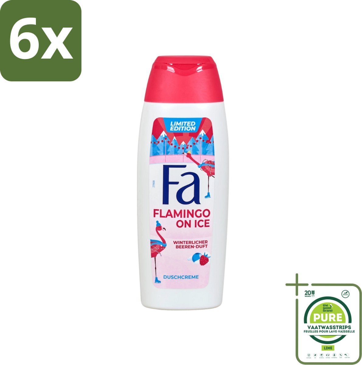 Fa - Douchegel - Winter Flamingo On Ice - Verfrissend & Koel - Hydraterend - 250 ml - Voordeelverpakking - 6 stuks - Douchegel - Winterflamingo
