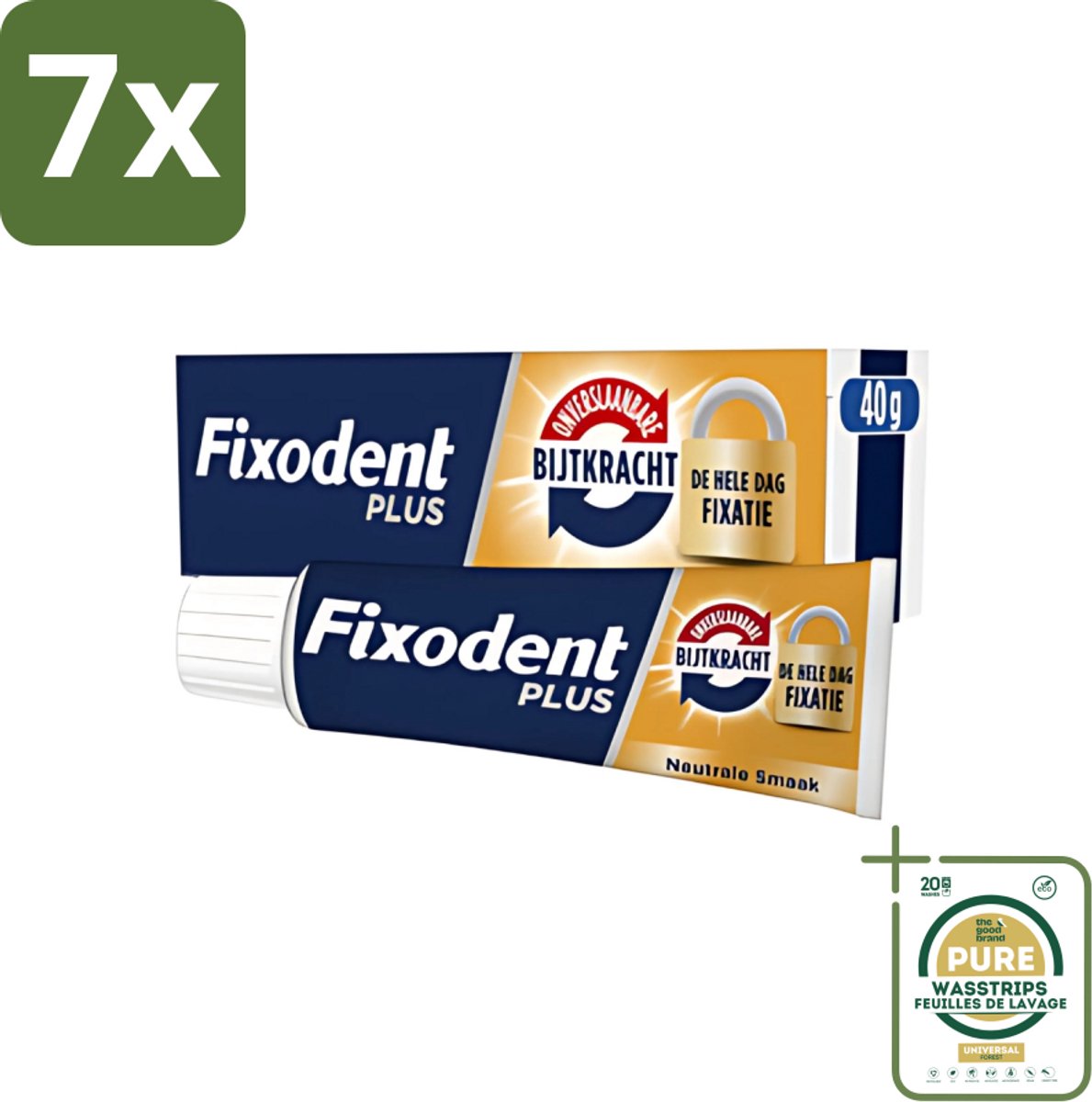 7 x Fixodent - Kleefpasta - Plus - Krachtige Hechting - 40 g - Grootverpakking - Kleefpasta Kunstgebit - Kunstgebit Hechting - Kunstgebit Fixatie - Kunstgebit Kleefpasta - Kunstgebit Comfort