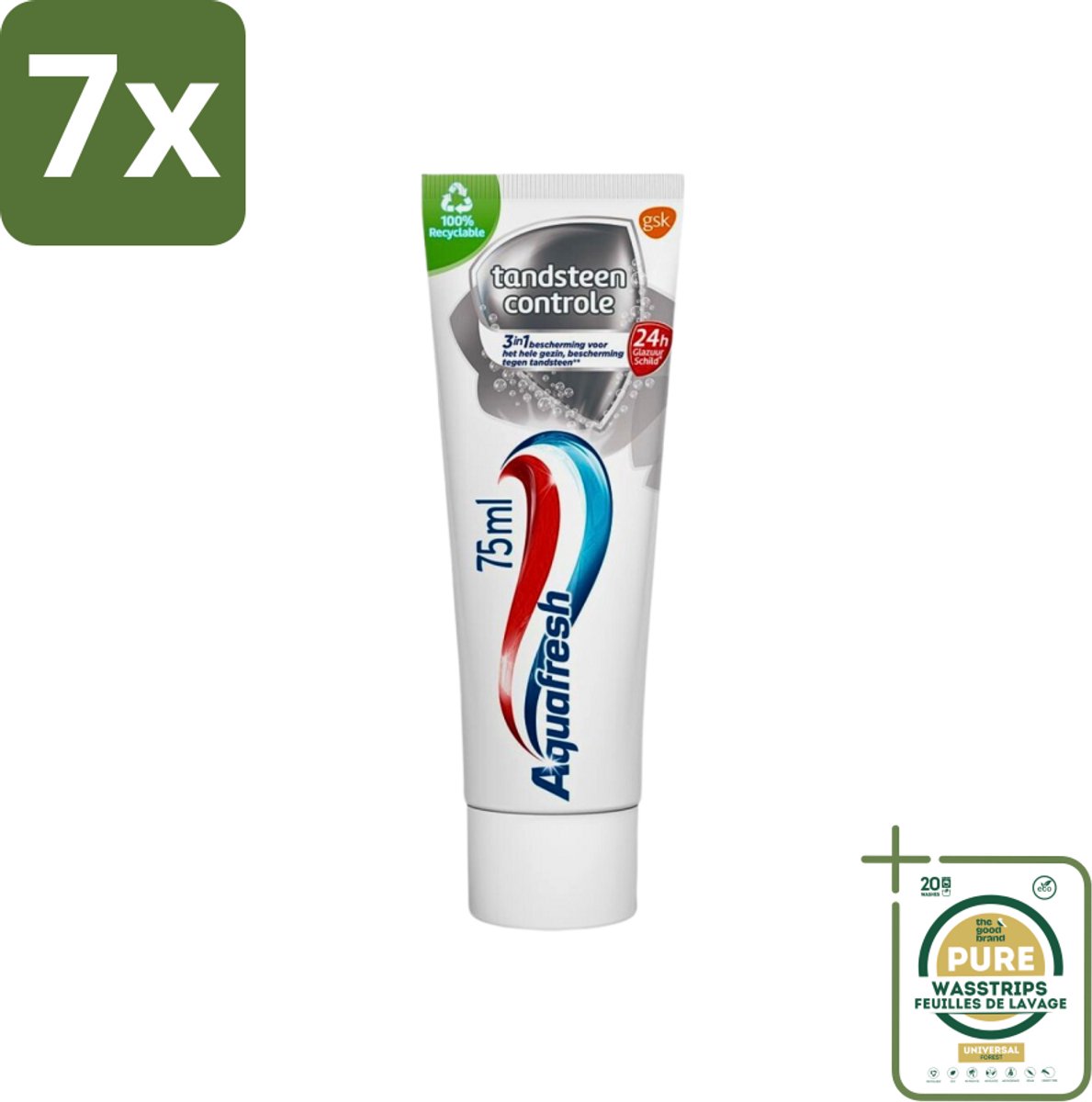 7 x Aquafresh Tandpasta Tandsteen Controle Frisse Adem 75 ml - Grootverpakking - Tandpasta - Tandsteen - Tandplak - Tanden Beschermen - Tanden Reinigen