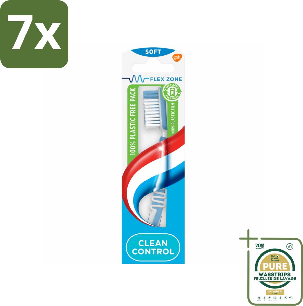 7 x Aquafresh Tandenborstel Clean Control Soft - Grootverpakking - Tandenborstel - Tandenborstel Soft - Tandenborstel Zacht - Tandenborstel Voor Tandvlees - Tandenborstel Met Flexibele Zone