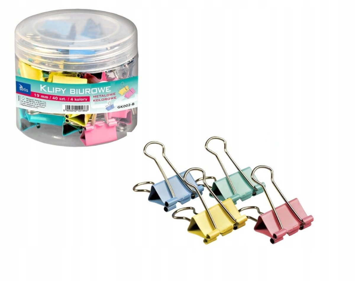 Tetis Pastel Klemmers Mix 4 Kleuren 19mm 40 Stuks