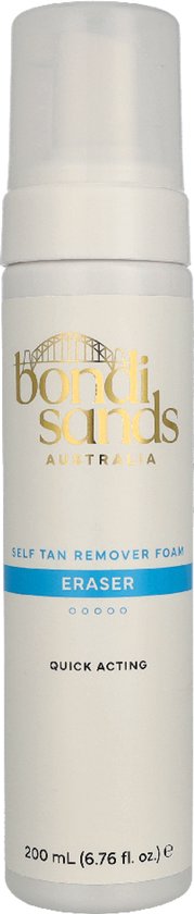 Bondi Sands zelfbruiner remover foam, 200 ml, wit met gouden en blauwe letters.