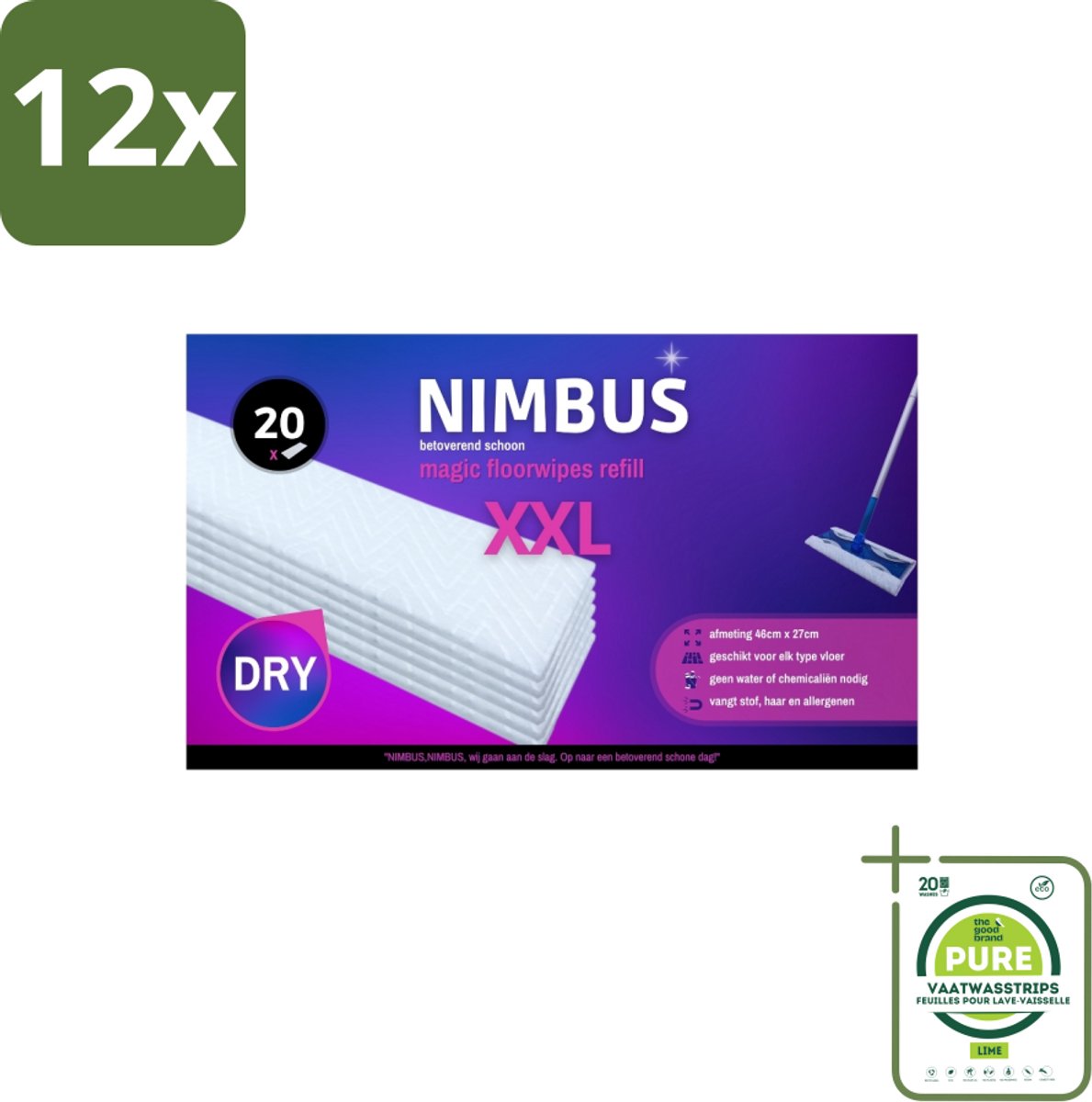 NIMBUS Magic Vloerdoekjes Navulling XXL 20 stuks per verpakking - Voordeelverpakking - 12 stuks - Vloerdoek - Vloerwisser