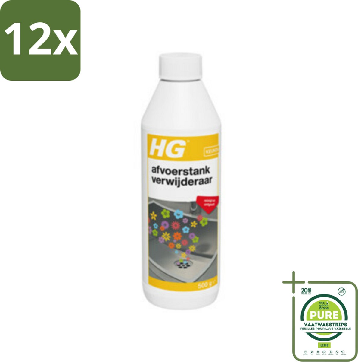 HG Afvoerstank Verwijderaar 500 gr - Voordeelverpakking - 12 stuks - Afvoeren schoonmaken - Afvoeren ontgeuren