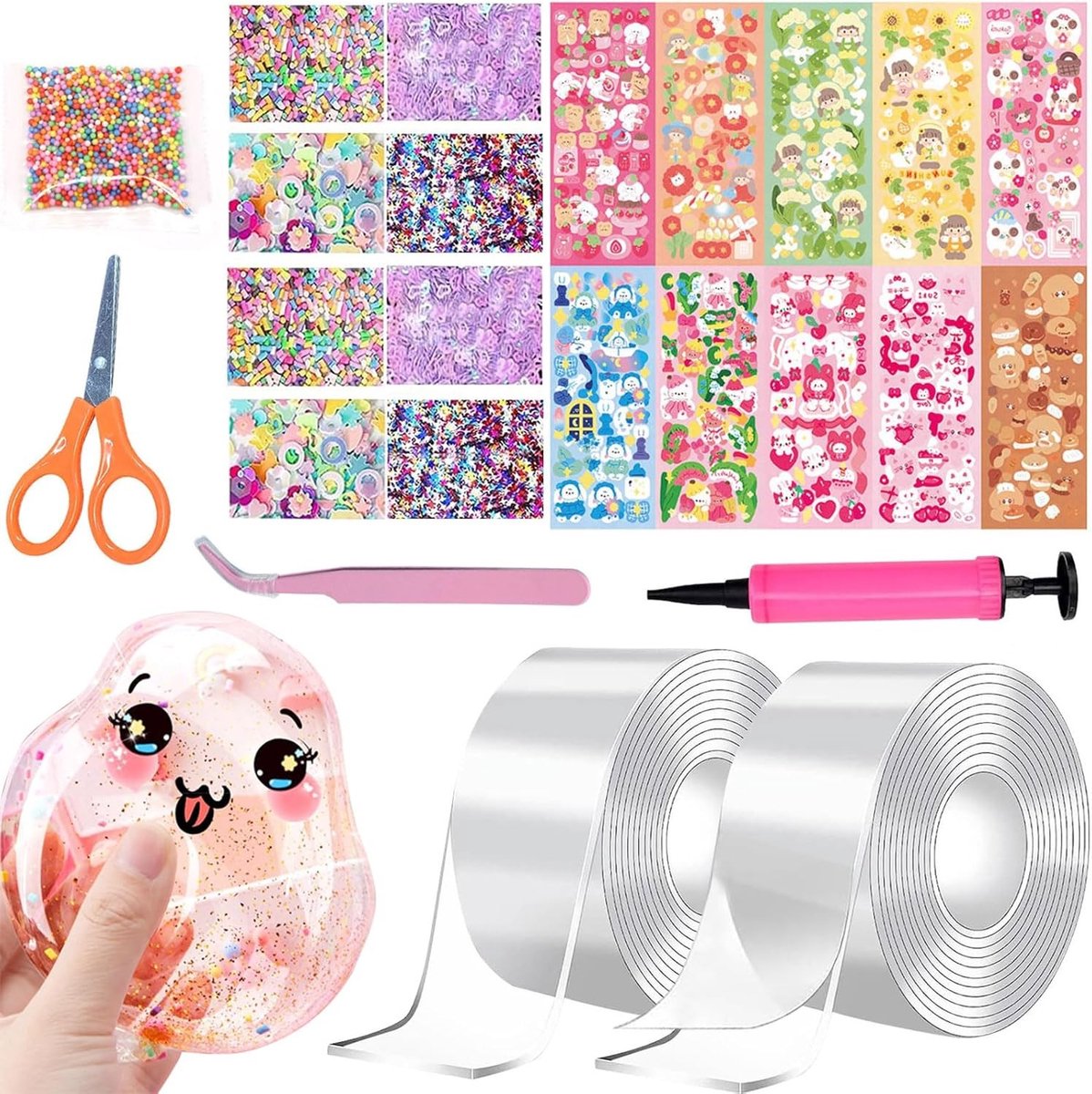 Set van 34 Stuks Dubbelzijdige Plakband voor DIY Creaties, Luchtkussen Tape, Bubbels en Sequin Stickers voor Creatieve Projecten