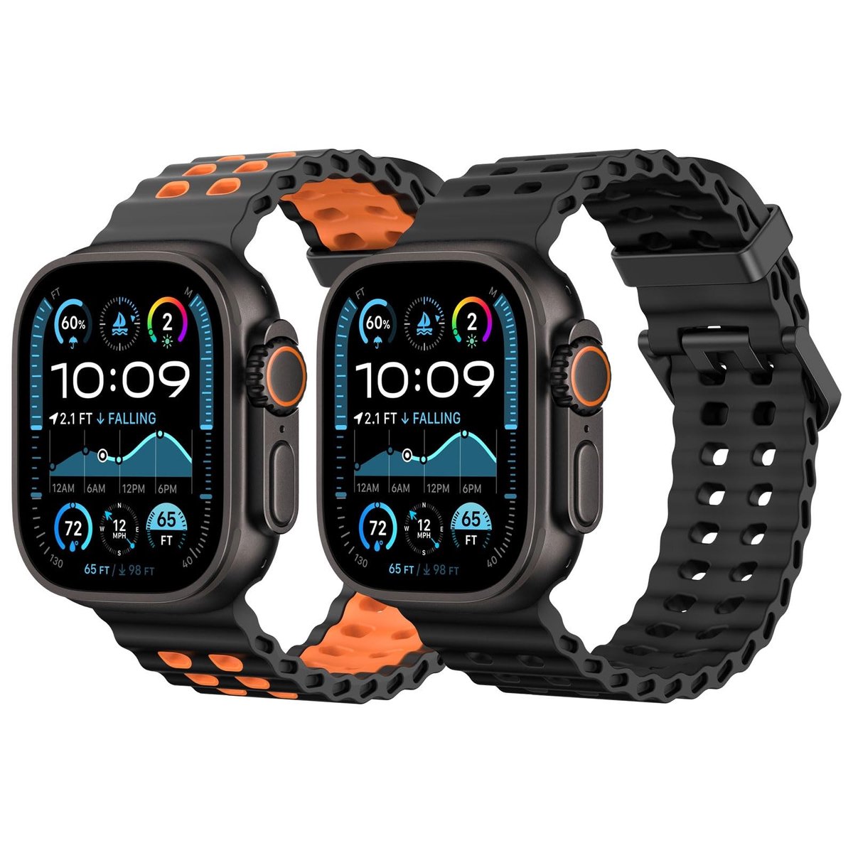 Elzusha - Bicolor Silicone Sport Strap voor Apple Watch, 2-Pack